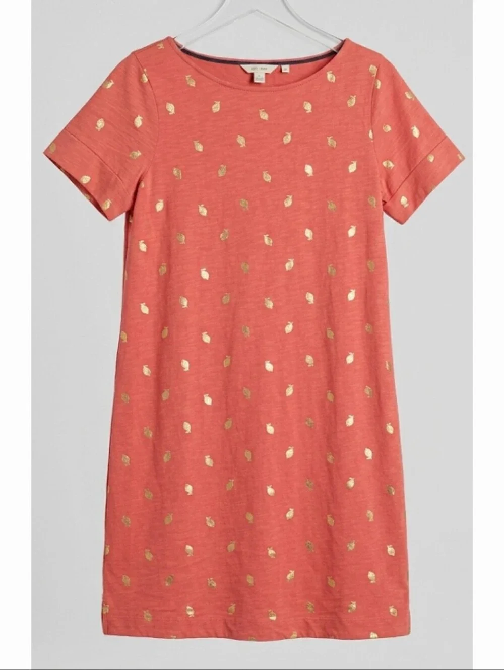 Boden Paulina Jersey Pineapple Shirt Dress  coral pink color  Size 14R - Picture 2 of 11